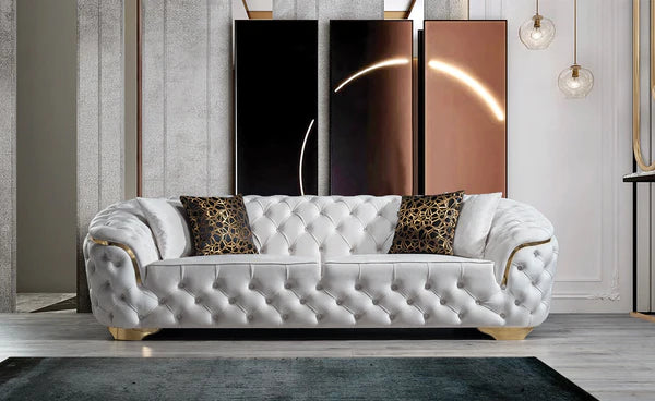 Lupino Ivory Velvet Sofa & Loveseat - Pay On Delivery $1,590.00