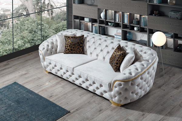 Lupino Ivory Velvet Sofa & Loveseat - Pay On Delivery $1,590.00