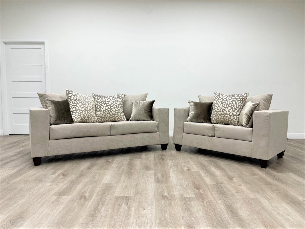 110 Hollywood Beige Sofa & Loveseat - Pay On Delivery $640.00
