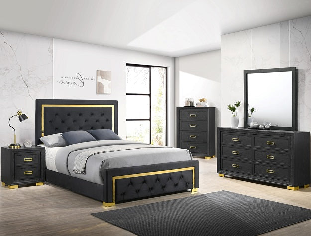 B9290 PEPE BEDROOM Black & Gold Queen