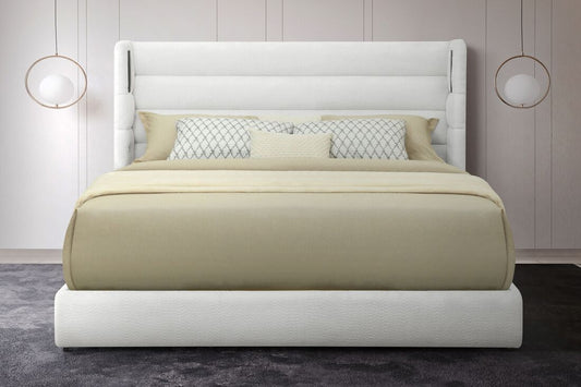 Hero White Platform Bed (w/ Bluetooth Speaker) Queen - Pay On Delivery $490.00 Without Finance