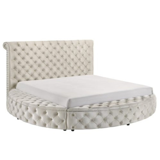 5202IV BRIGITTE BED FRAME IVORY Platform Bed Queen - Pay On Delivery $715.00