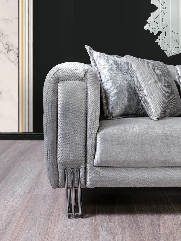 Santana Silver Velvet Sofa 89" & Loveseat 69" Pay On Delivery $1,520.00
