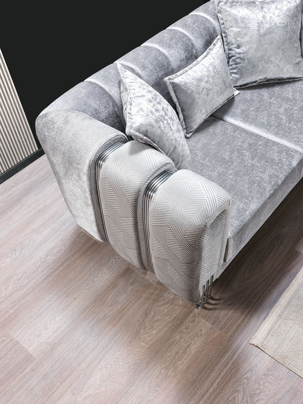 Santana Silver Velvet Sofa 89" & Loveseat 69" Pay On Delivery $1,520.00