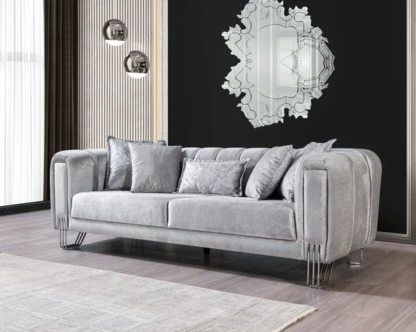 Santana Silver Velvet Sofa 89" & Loveseat 69" Pay On Delivery $1,520.00
