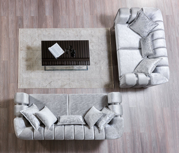 Santana Silver Velvet Sofa 89" & Loveseat 69" Pay On Delivery $1,520.00