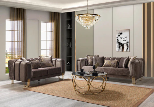 Santana Coffee Velvet Sofa 89" & Loveseat 69" Pay On Delivery $1,520.00