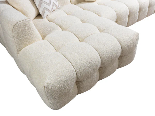 Ivy Ivory Boucle LAF 110" Sectional - Pay On Delivery $1,410.00