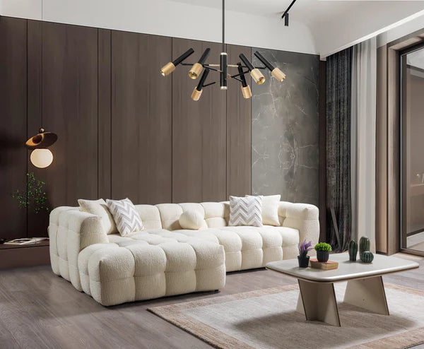 Ivy Ivory Boucle LAF 110" Sectional - Pay On Delivery $1,410.00