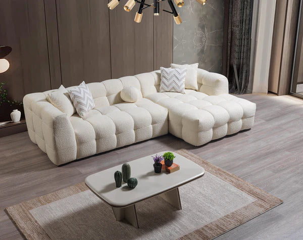 Ivy Sand Boucle RAF 110" Sectional - Pay On Delivery $1,410.00