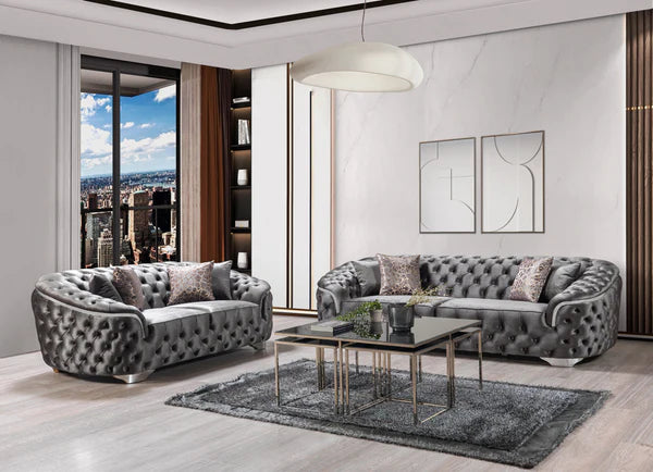 Lupino Gray Velvet Sofa & Loveseat - Pay On Delivery $1,590.00