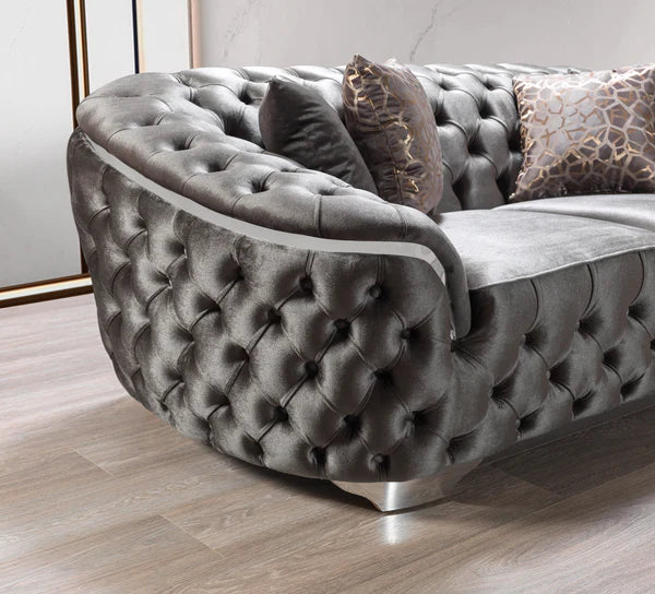 Lupino Gray Velvet Sofa & Loveseat - Pay On Delivery $1,590.00