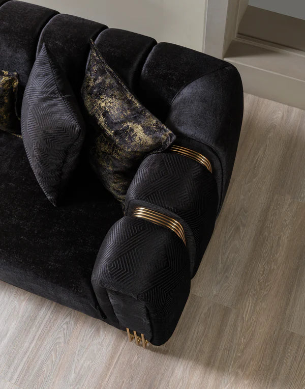 Santana Black Velvet Sofa 89" & Loveseat 69" Pay On Delivery $1,520.00