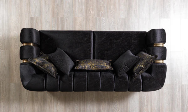 Santana Black Velvet Sofa 89" & Loveseat 69" Pay On Delivery $1,520.00
