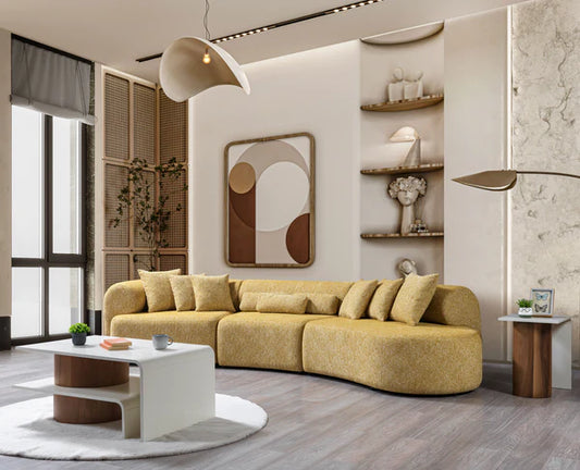 Lena Mustard Boucle 3-Piece Curved - Pay On Delivery $1,340.00