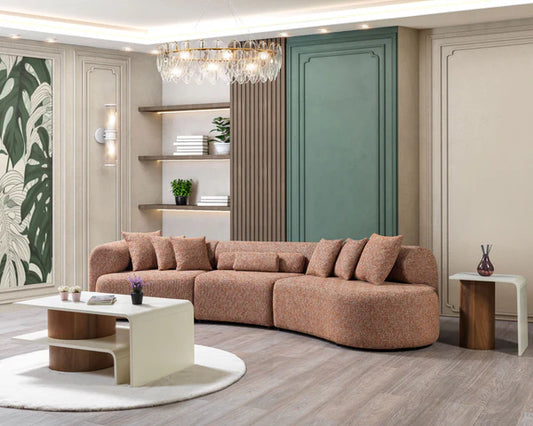 Lena Orange Boucle 3-Piece Curved - Pay On Delivery $1,340.00