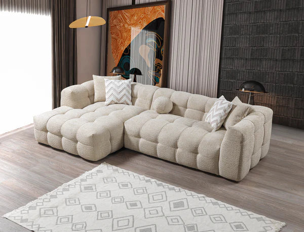 Ivy Sand Boucle LAF 110" Sectional - Pay On Delivery $1,410.00