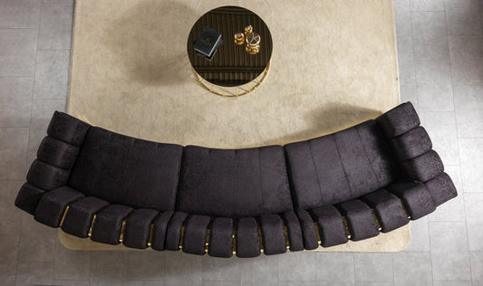 Michelle Black Velvet 3-Piece Curved 165" Sectional - Pay On Delivery $1,520.00