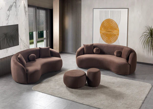 Bonita Coffee Velvet Sofa 91" & Loveseat 81" Pay On Delivery $1,590.00