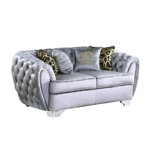 S2004 Mila (Grey) Velvet Sofa & Loveseat - Pay On Delivery $1,350.00