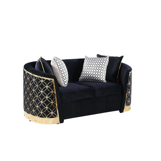 S3800 Athena (Black) Velvet Sofa & Loveseat - Pay On Delivery $1,310.00