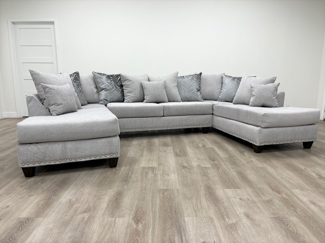 111 - Sectional (Dove-Nailheads) - Pay On Delivery $1,050.00