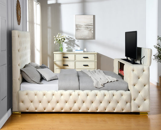 Future Beige KIng Platform Bed