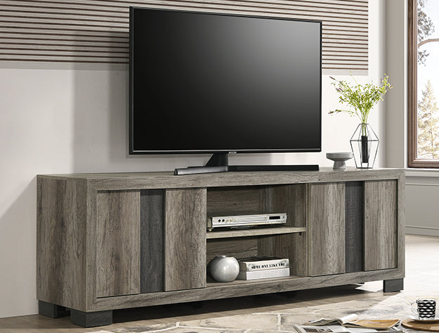 B6830-99 RANGLEY TV STAND-GREY/BROWN - Pay On Delivery $360.00