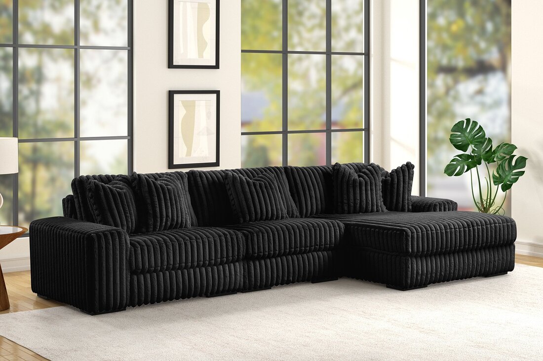 SUNDAY2 Black 3PC Sectional - Pay On Delivery $1,160.00