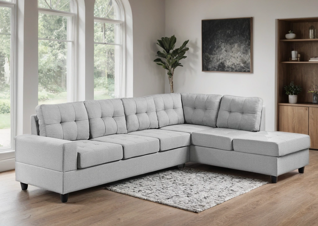 James Light Gray Reversible Sectional - Pay On Delivery $610.00