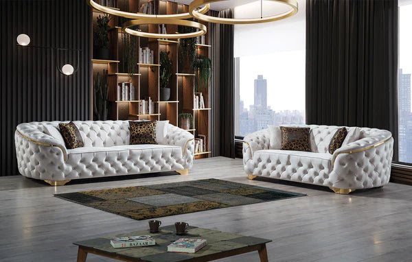 Lupino Ivory Velvet Sofa & Loveseat - Pay On Delivery $1,560.00