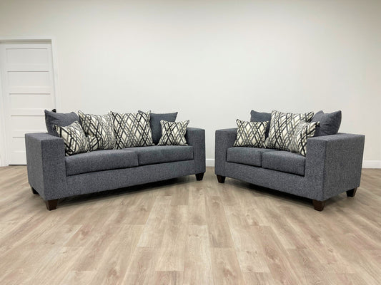 110 - Steel Sofa & Loveseat