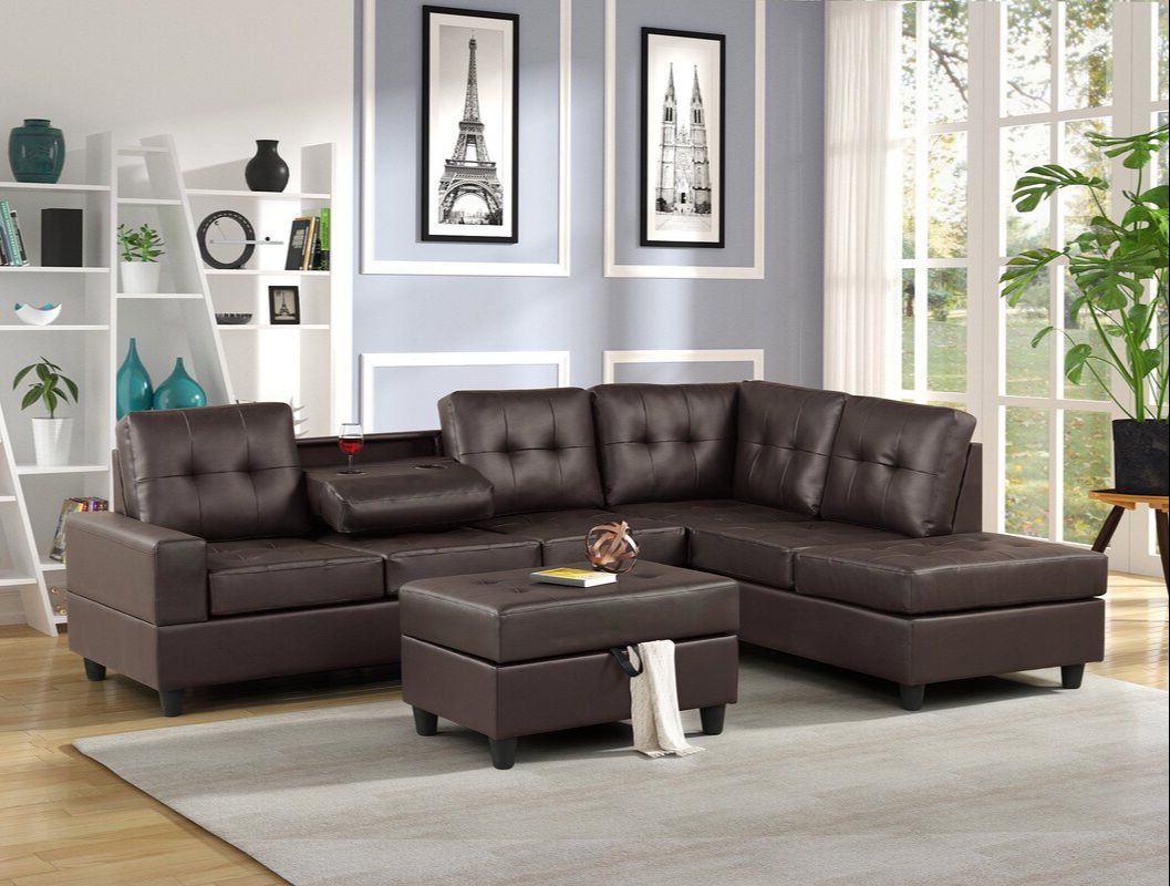 1HEIGHTS - Reversible Sectional + Ottoman Set (Espresso) - Pay On Delivery $700.00