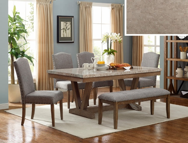 1211-6P VESPER MARBLE RECT DINING