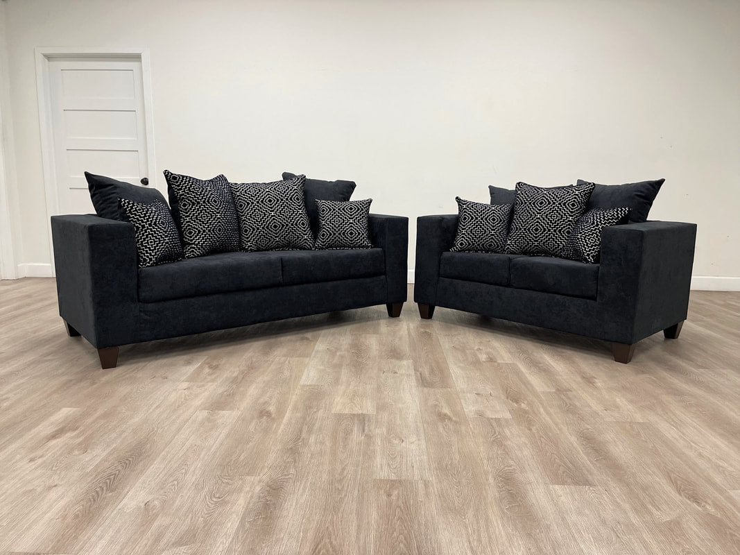 110 - Hollywood Black Sofa & Loveseat Set - Pay On Delivery $700.00