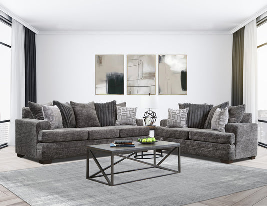 2675-07 CHARCOAL Sofa & Loveseat Set - Pay On Delivery $1.125.00