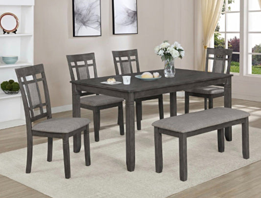 2325SET-GY PAIGE 6-PC DINETTE SET WITH BENCH