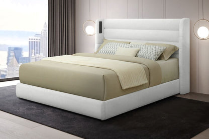 Hero White Platform Bed (w/ Bluetooth Speaker) Queen - Pay On Delivery $490.00 Without Finance
