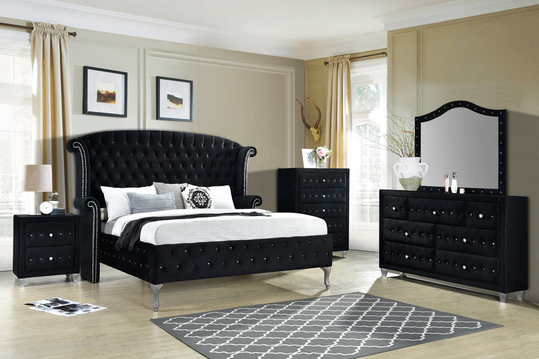 Diamond Palace Black Bedroom Set  Queen