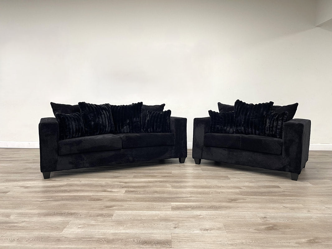 410-2PC-BLACK Sofa and Loveseat Set - Pay On Delivery $700.00