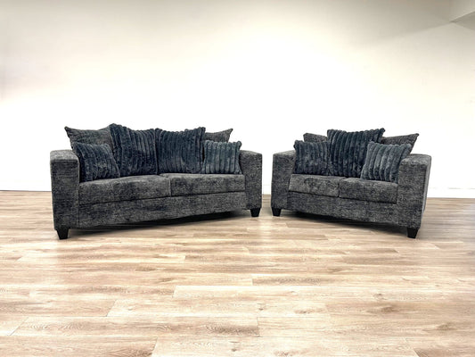 410 - Sofa and Loveseat Set (Charcoal) - Pay On Delivery $700.00