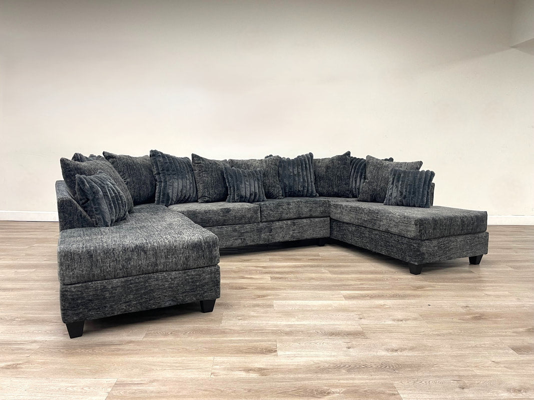 411 Charcoal - Double Chaise Sectional - Pay On Delivery $1,070.00