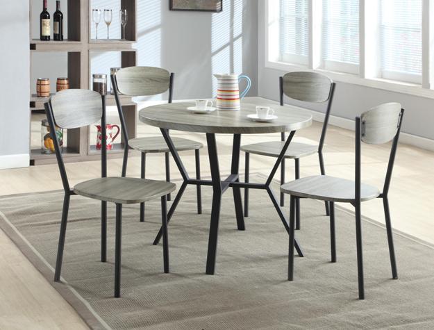 1230SET-GY BLAKE 5-PK ROUND DINING TABLE/CHAIR