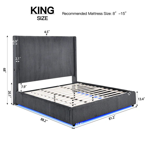 B300 Belinda (Grey) 6FT King Platform Bed - Pay On Delivery $430.00