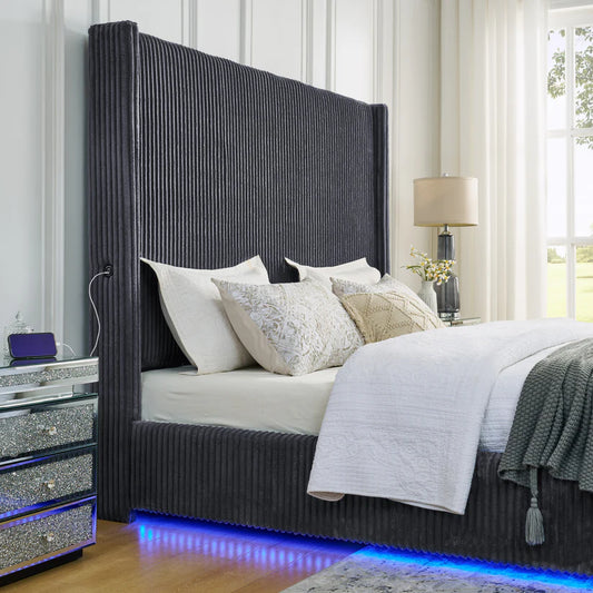B300 Belinda (Grey) 6FT King Platform Bed - Pay On Delivery $430.00