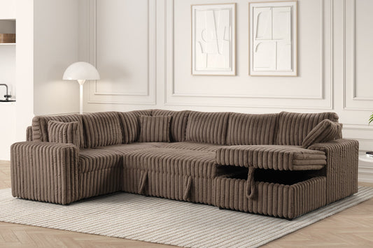 Brown Sectional with Pull-Out Bed - Pay On Delivery $1,290.00