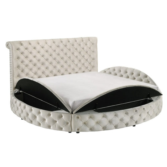 5202IV BRIGITTE BED FRAME IVORY Platform Bed Queen - Pay On Delivery $715.00