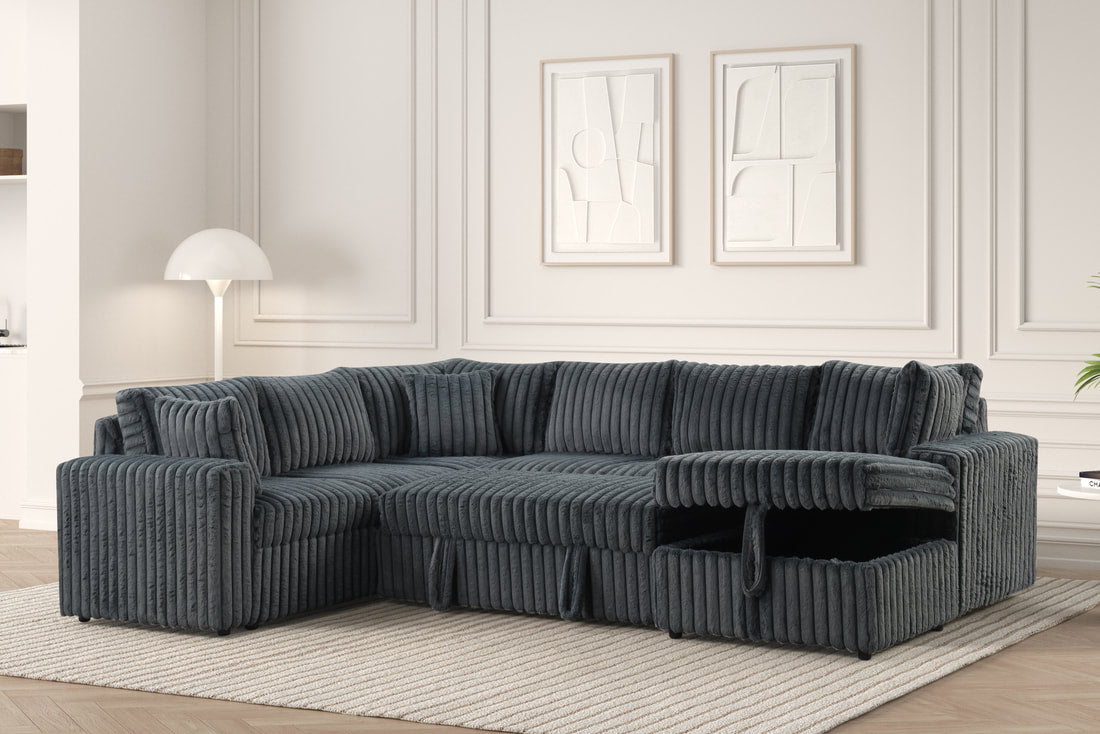 Black Sectional with Pull-Out Bed - Pay On Delivery $1,290.00