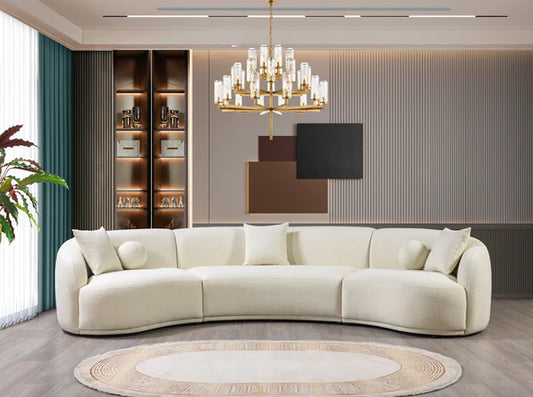 Bonita Ivory Boucle 3-Piece Curved 138" - Pay On Delivery $1,570.00