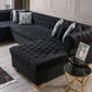 Lauren Black Velvet Double Chaise - Pay On Delivery $1,675.00